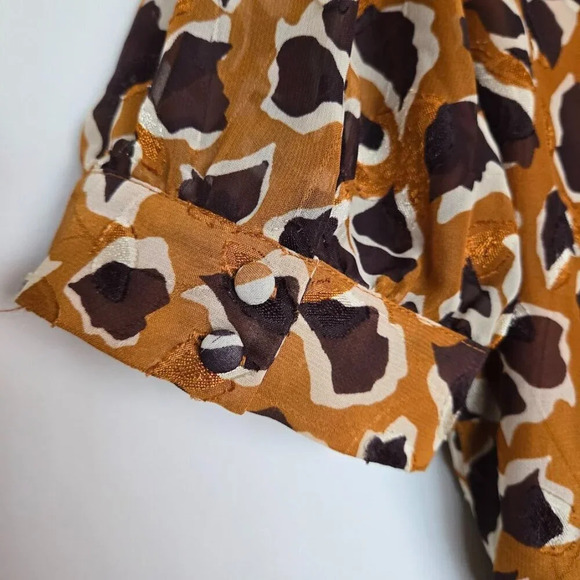 Anthropologie J.O.A. Dotted + Spotted Wrap Mini Dress Brown Multi Size L - Picture 9 of 15